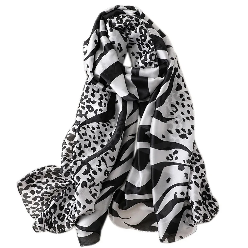 

2020 New Leopard Print Silk Scarf Women Spring Summer Shawls and Wraps Soft Long Pashmina Thin Winter Scarves Hijab
