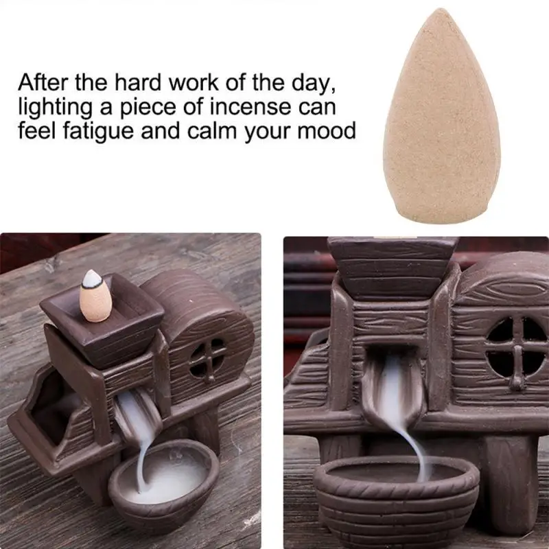 

50pcs Natural Sandalwood Backflow Incense Indoor Tower Incense Aroma Air Purifying Freshener Bullet Incense Burner Sandalwood