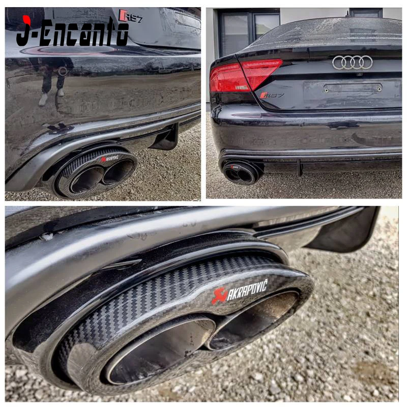 Для Audi A3 A4 A5 A6 A7 304 из нержавеющей стали углеродное волокно автомобиля Stying задние наконечники глушителя Глушитель Трубы