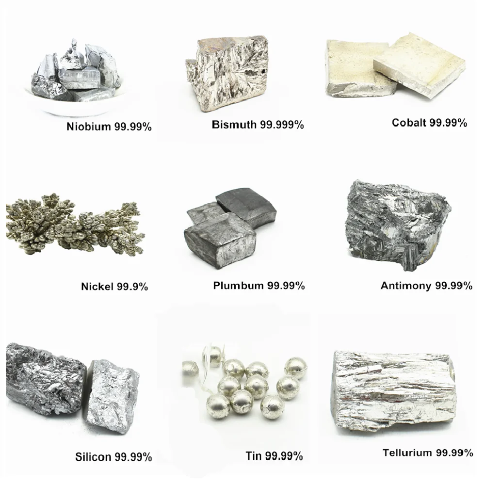 9 типов чистый металлический слиток оловянный Tellurium Antimony силикон никель цветок