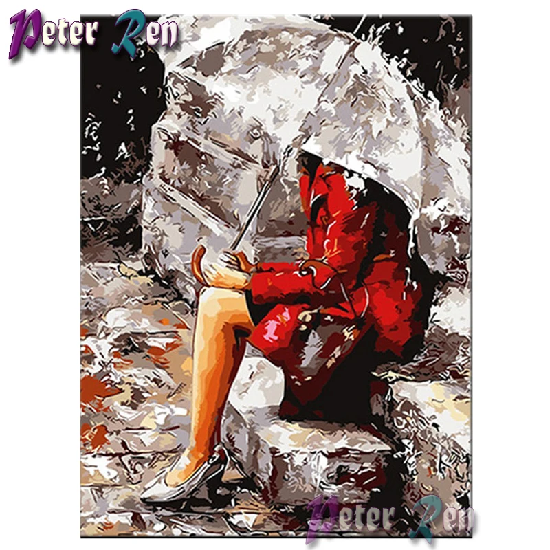 

5d Diamond Painting Girl with red umbrella Square\Round Rhinestone Diamond Embroidery Mosaic picture Handmade home decoration