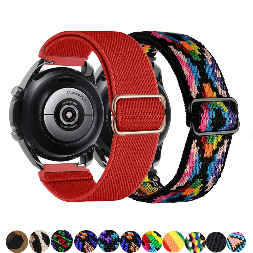 Ремешок для Samsung Galaxy watch 3/Active 2/46 мм/42 мм/Gear S3 регулируемый эластичный нейлоновый