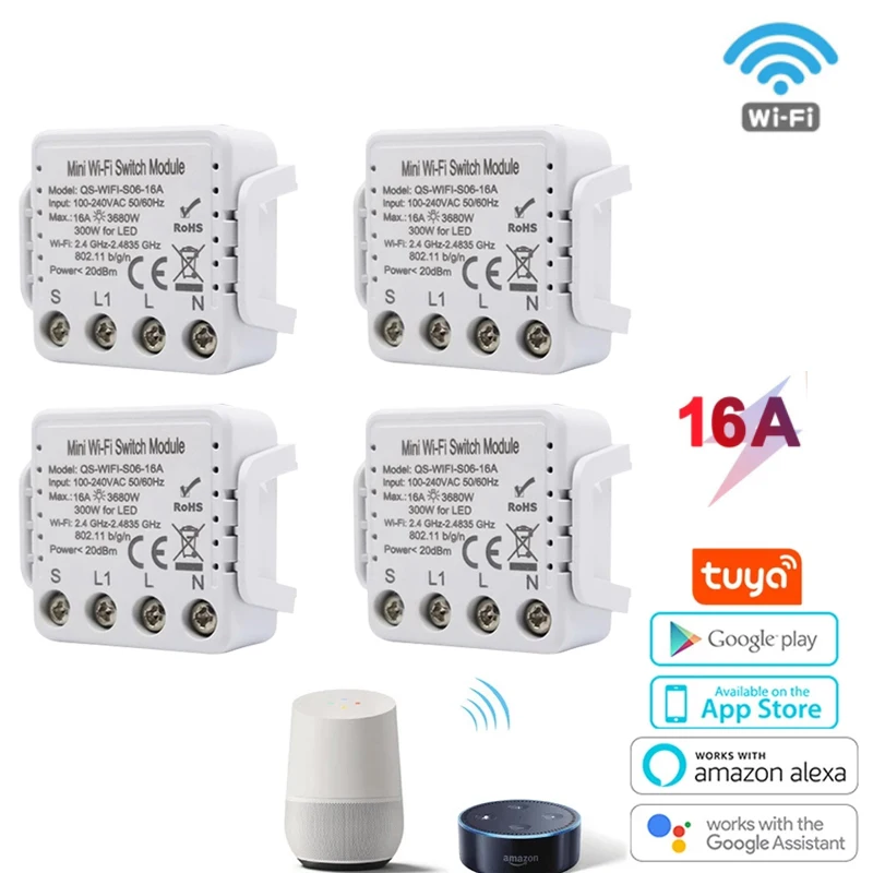 

Умный мини-выключатель Tuya, 16 А, с Wi-Fi