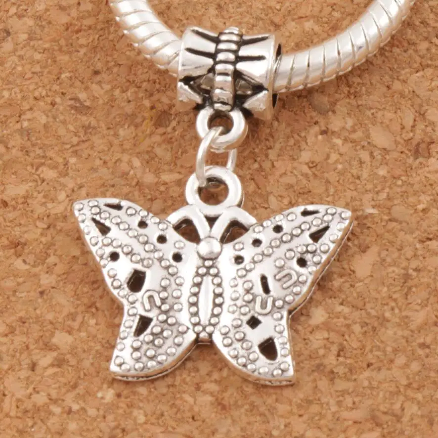 

Dots Anartia Butterfly Charm Big Hole Beads 15x30mm 100PCS Zinc Alloy Fit European Bracelets Jewelry DIY B1122