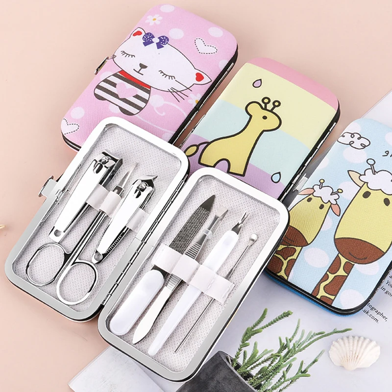 

Cartoon Nail Clippers Ear Spoon Beauty Pliers Kit Professional Manicure 7 Piece Set Trimming Tool Suit Tweezers