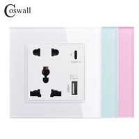 coswall type c interface socket 18w 4000ma smart quick charge wall glass panel universal 5 pin power outlet with usb