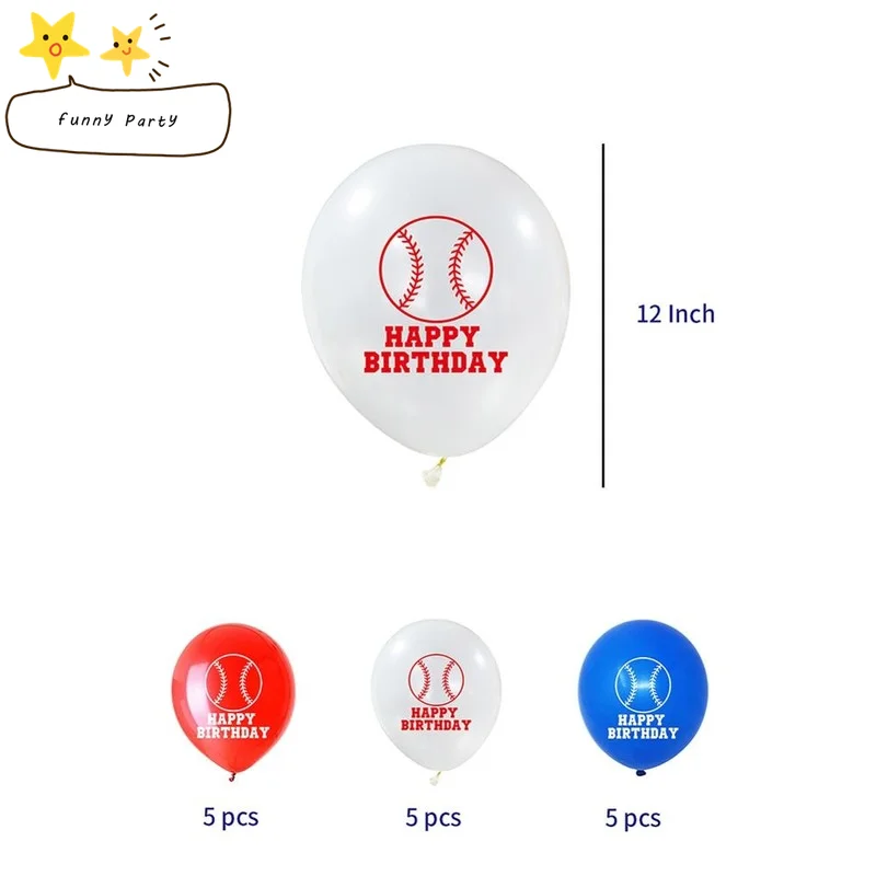 

Baseball Birthday Theme Party Happy Birthday Decoration Pulling Banner Baseball Cake Inserts Birthday Flags Card Balloons Set
