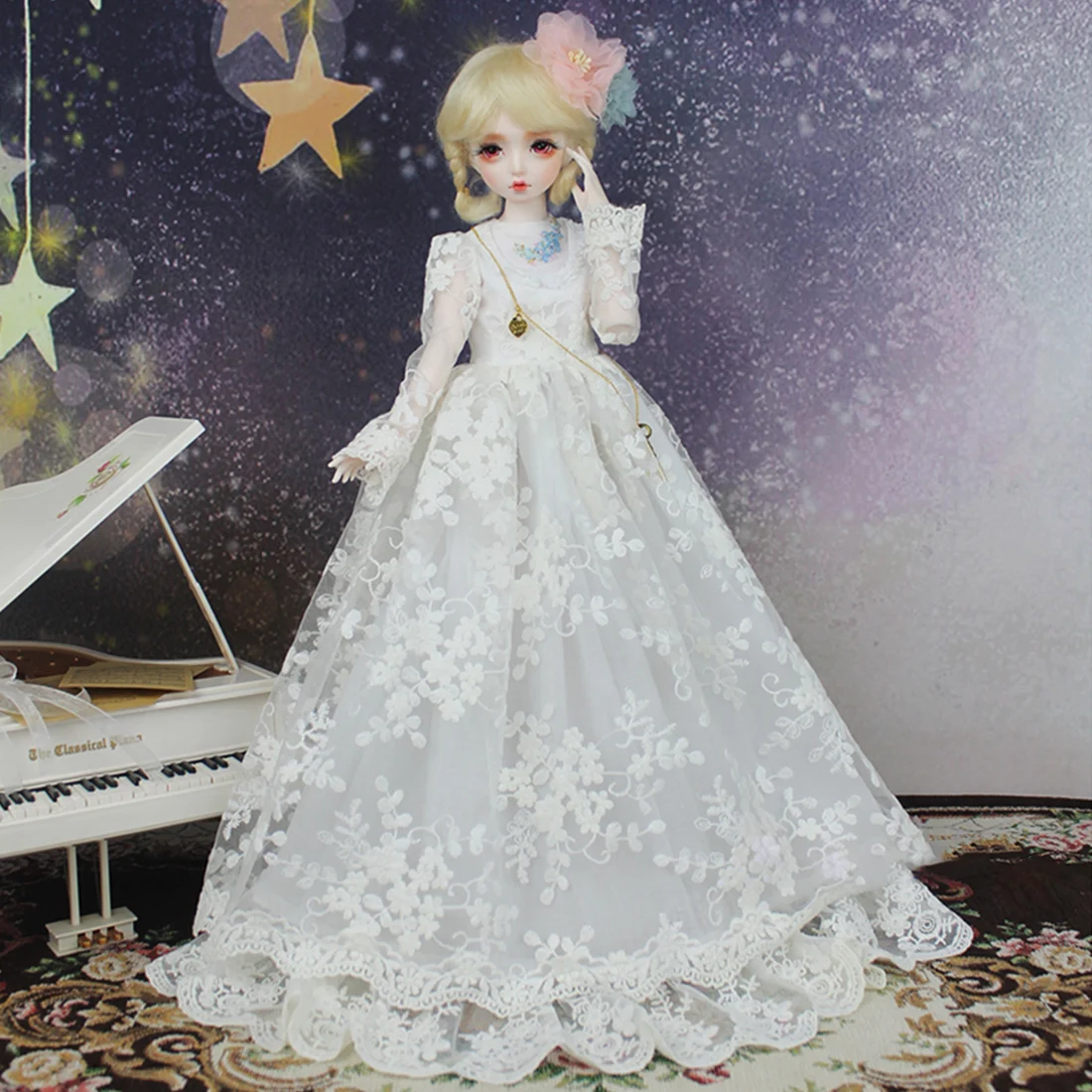 

Modikerbjd красивое белое свадебное кружевное платье с вышивкой на заказ для кукол 1/3 1/4 BJD-без шарнирных кукол