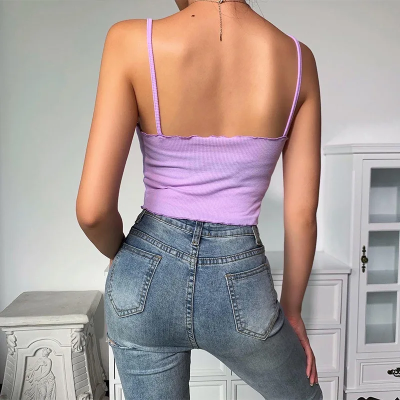 

Women Fashion All-Match Slim Irregular All-Match Buckle Short Sexy Camisole Blouse