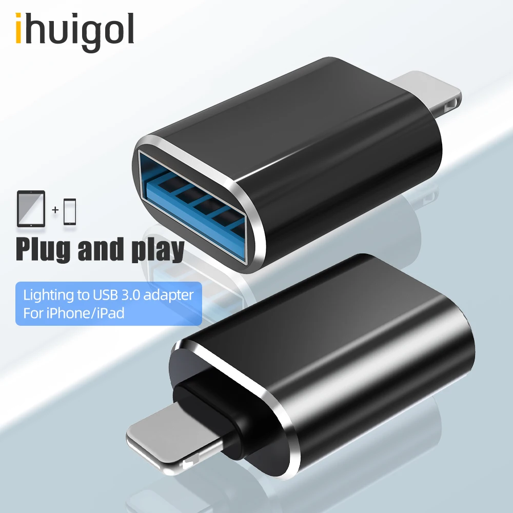 

ihuigol OTG Adapter For iPhone 11 Pro Max USB 3.0 to Lighting Converter For iPad iOS 13 14 Data Camera U Disk Phone Accessories