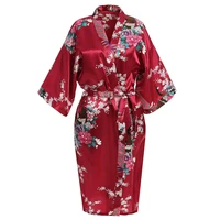 women v neck wedding robe sleepwear kimono bathrobe gown sexy loose casual negligee print peacock lounge intimate lingerie
