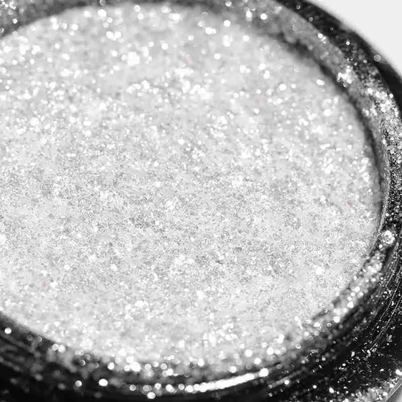 Ins стиль дизайн ногтей Блестящий супер блестящий серебряный порошок для