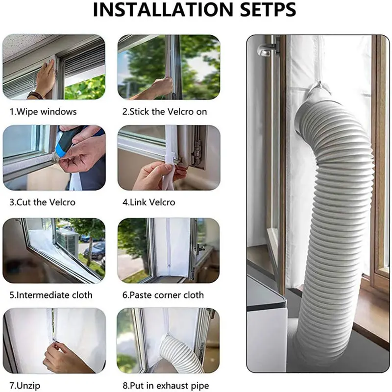 

Portable Air Conditioner Window Frame Sealing Cloth Waterproof Hot Air Stop Ventilate Guards Home Air Conditioning Cover U3