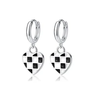new arrival charming classic black white enamel love heart hoop earrings for women girl wedding party best gifts