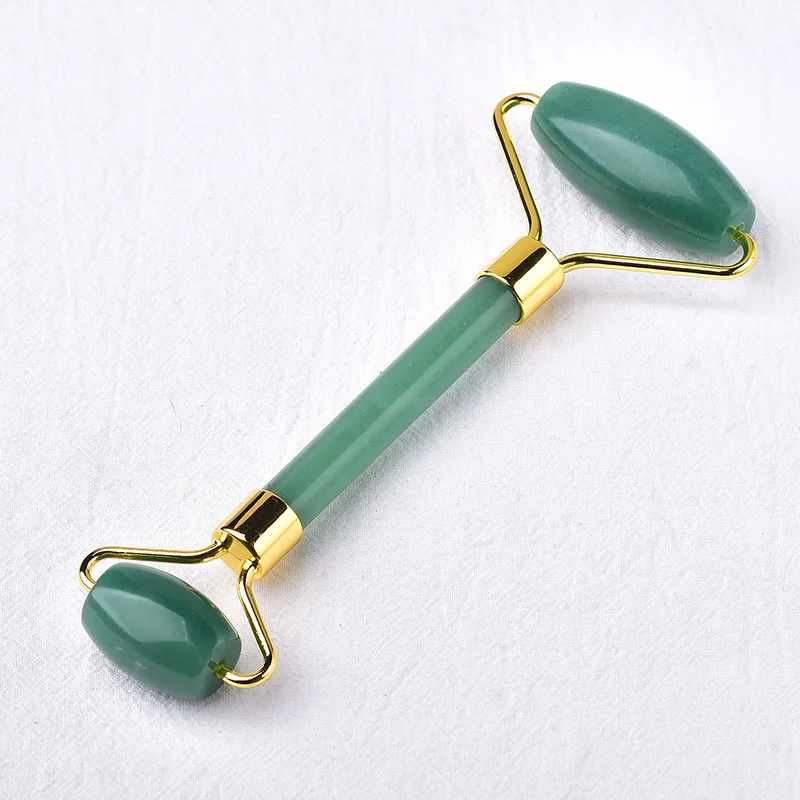 1 шт. натуральный двойной роликовый массажный инструмент для лица розовый кварц