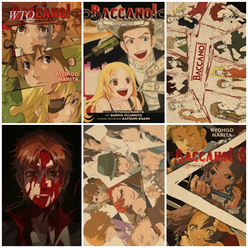 Постеры Baccano! Японской анимации для украшения стены, ретро постеры домашнего искусства, картины на холсте с фотографиями для детской комнаты.