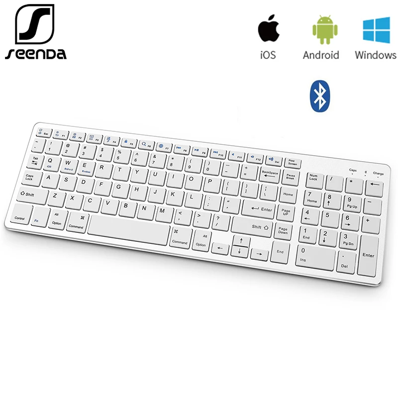 

Перезаряжаемая Bluetooth-клавиатура SeenDa для планшета iPad Laotop Multimmedia Keys, беспроводная клавиатура для IOS, Android, ультра-клавиатура