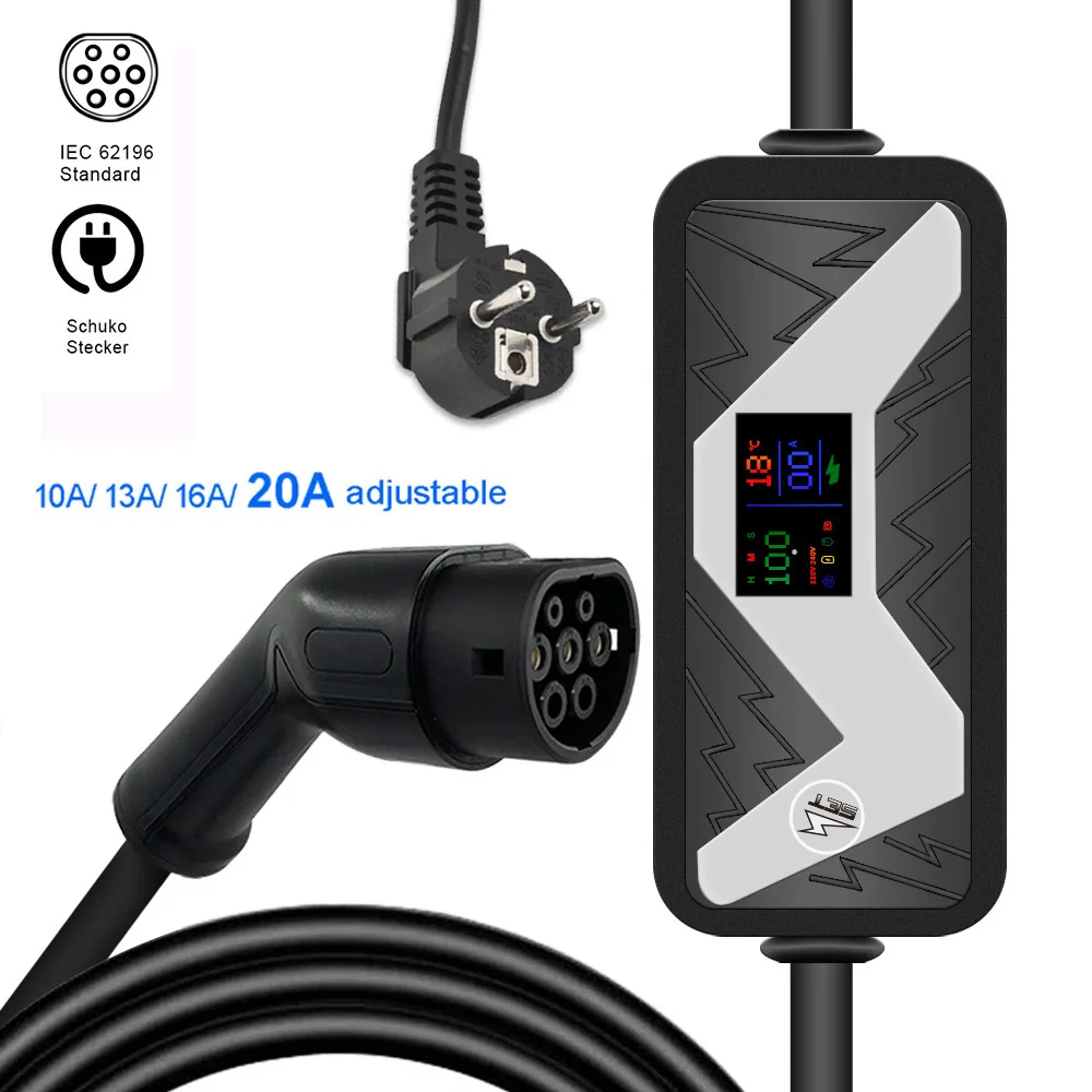 Электрическое автомобильное зарядное устройство EVSE 20A IEC 62196 2 Тип вилка Ev