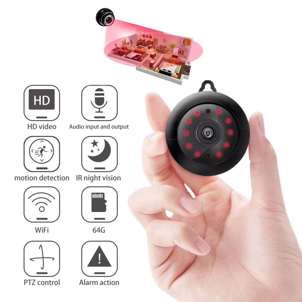 

AV380cn 1080P Wireless WiFi CCTV Indoor / Outdoor HD Mini Camera Home Security IR Camera Bracket For Shop / Home