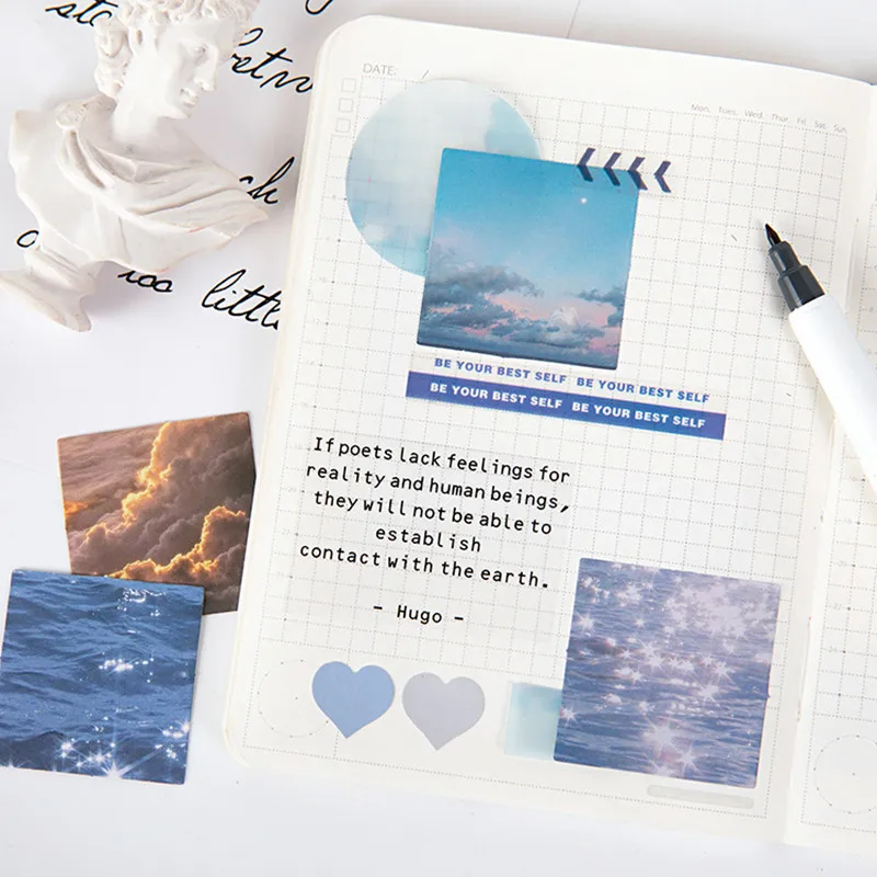 Natural Scenery Boxed Sticker INS Sky Sea Light Shadow Bullet Journaling Accessories Stickers Aesthetic Decorate Sealing | Канцтовары