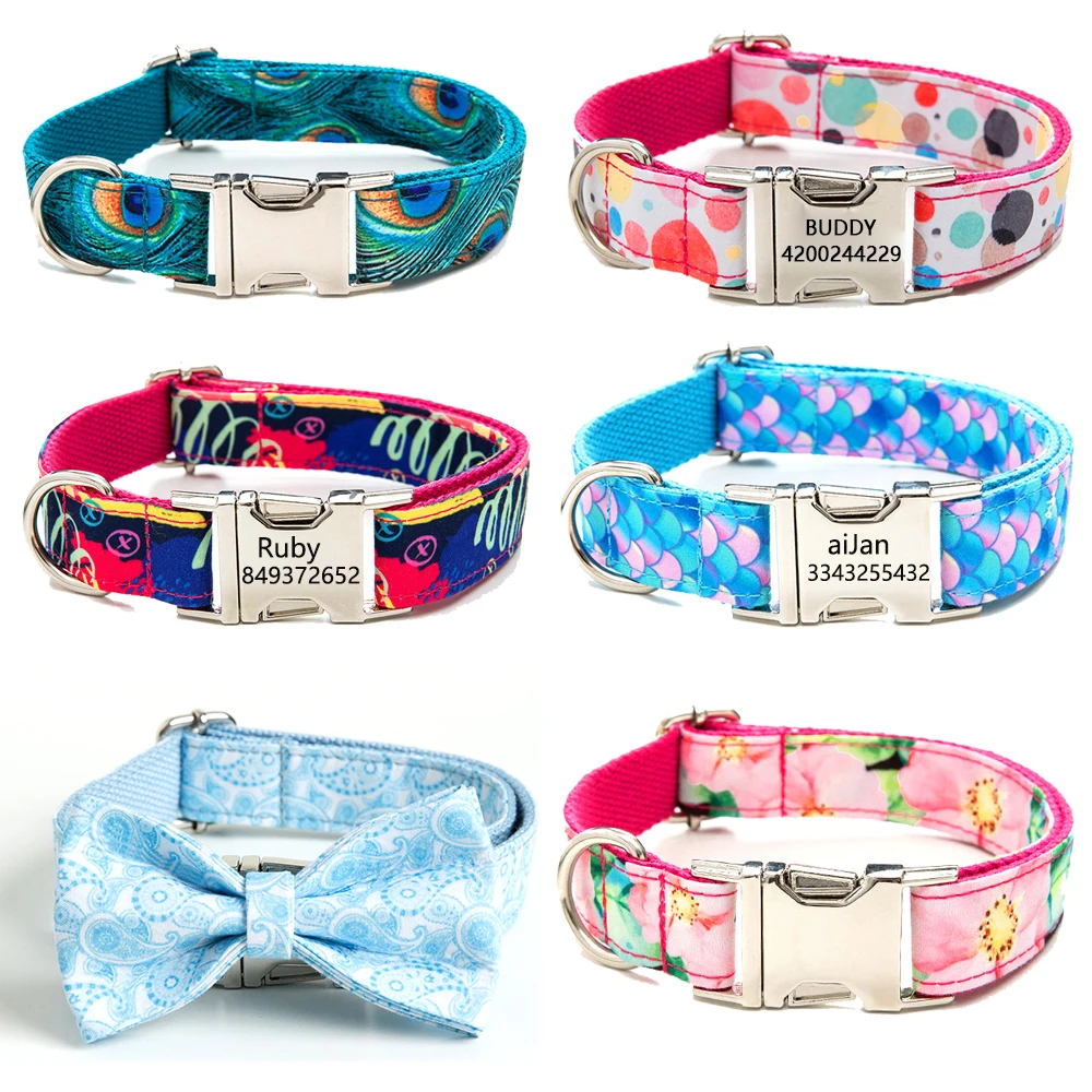 Персонализированные павлиньи узоры ошейник для собак буксировочный трос набор с