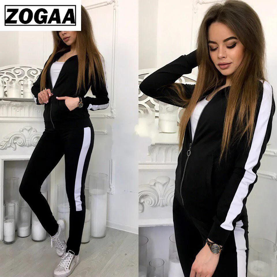 ZOGAA 2020 новые женские наряды комплект из двух предметов топ и брюки спортивная
