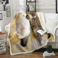 3d cat throw blanket cartoon animal sherpa fleece blanket for kids yellow thin quilt%c2%a0on bed pet fluffy blanket cute cat dropship