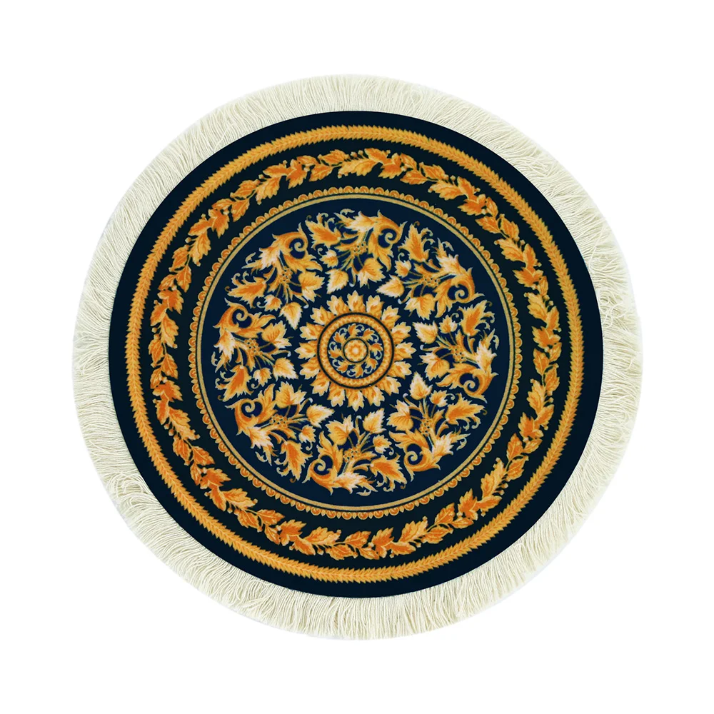 Mairuige Persian Style with Tassel Round Non-slip Mousepad Laptop PC Office Home Comfortable Keyboard Coaster Mousepad Desk Mat