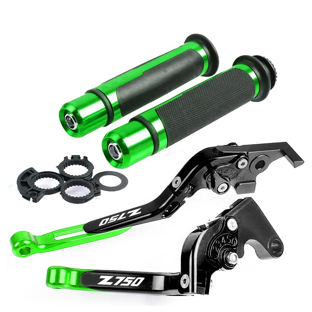 I WITH LOGO green Ручка тормоза мотоцикла CNC Мотоцикл Регулируемый рычаг тормоза сцепления ручка для Kawasaki Z750 2007 2008 2009 2010 2012 Z 750 - Цвет: I WITH LOGO green