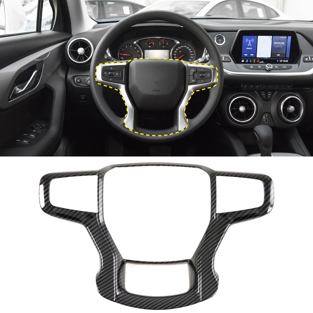 

Car Styling ABS Carbon Fiber Printed Interior Steering Wheel Decoration Cover Trim for Chevrolet Chevy Blazer 2019 2020 2021