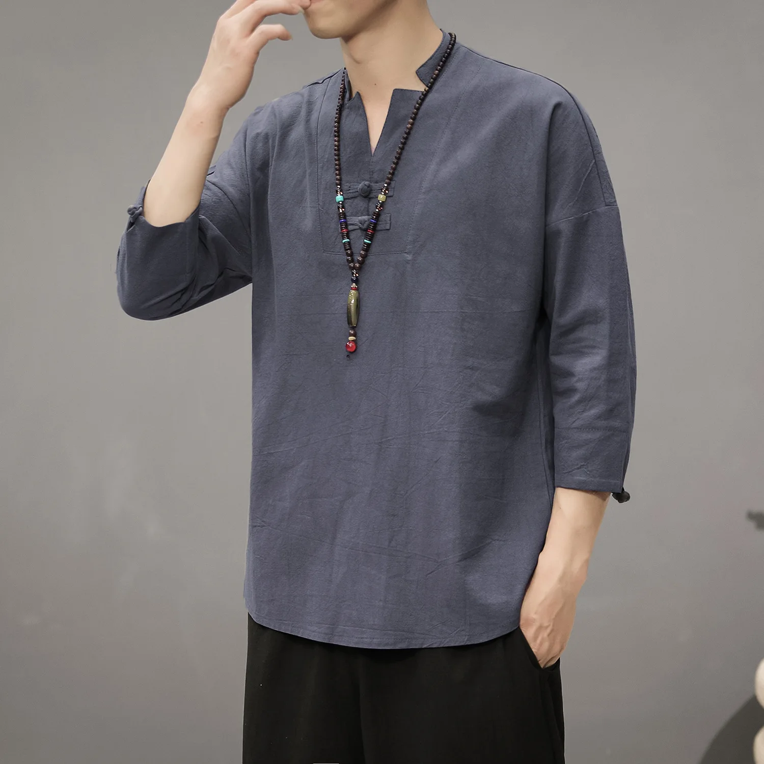 

Chinese Style Summer Thin Short-Sleeved T-shirt F Vintage Tea Zen Hanfu Half Sleeve Tang Suit plus Size Casual Top