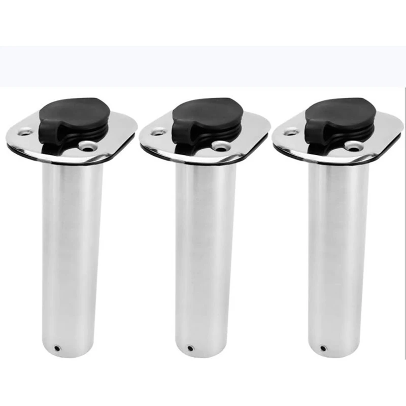 

3Pcs Stainless Steel Rod Holders with Rubber Cap, Rod Holders for Boat,Fishing Rod Holder for Boat