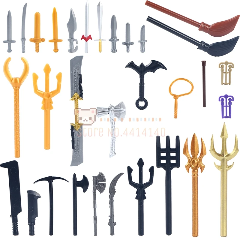 10PCS/LOT Weapons Knife Sword Hammer Trident Movie Character Action Figure Accessories Building Blocks Educational Toys For Kids | Игрушки и