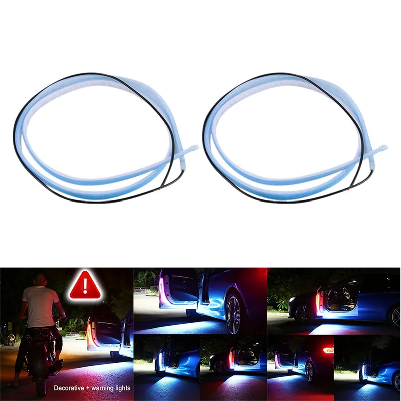 

120CM RGB Car LED Door Warning Light Colorful Flashing Door Anti-Collision Light Car Door Streamer Light Bar