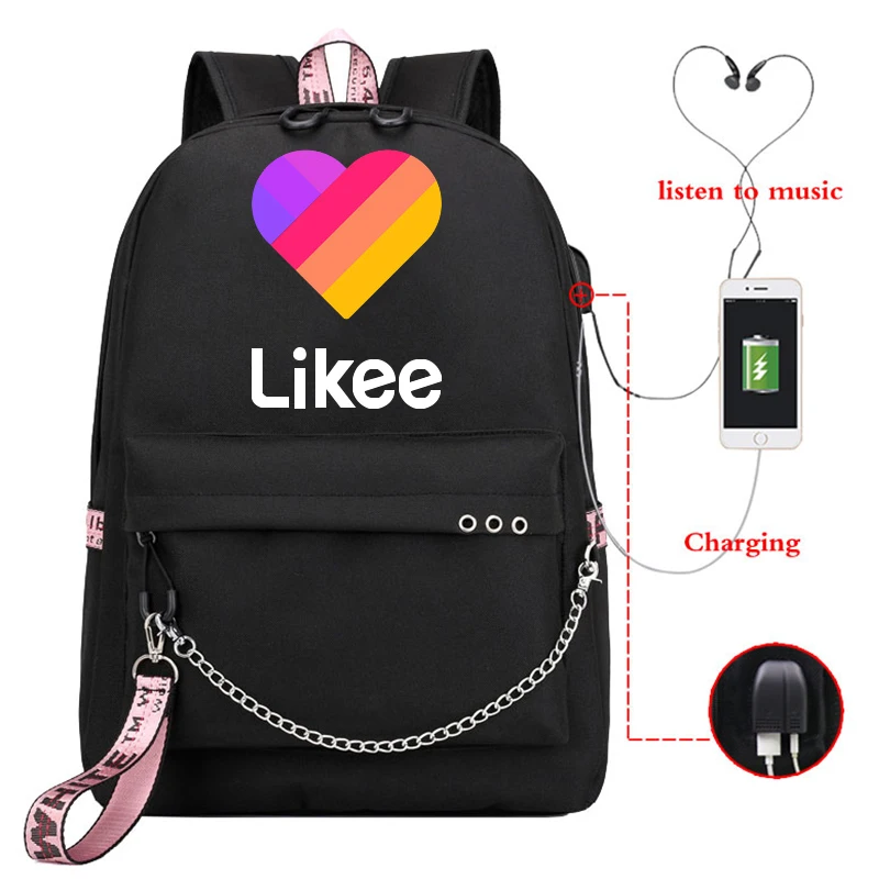 Рюкзак 2020 Likee с USB зарядкой рюкзак для ноутбука 1 приложением LIKEE Video школьные сумки