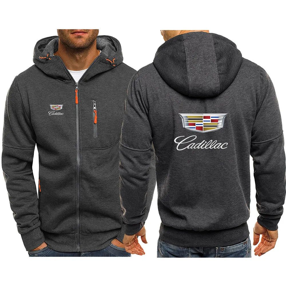 

2021 New Hoodie men Casual zipper Hooded Coat Spring and Autumn Sportswear Men's CADILLAS Car Logo Cardigan Sweatshirt Man