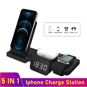tongdaytech 5in1 qi wireless charger for apple watch 6 5 4 3 2 1 fast charging dock station for iphone 8 xs xr 11 12 13 pro max free global shipping