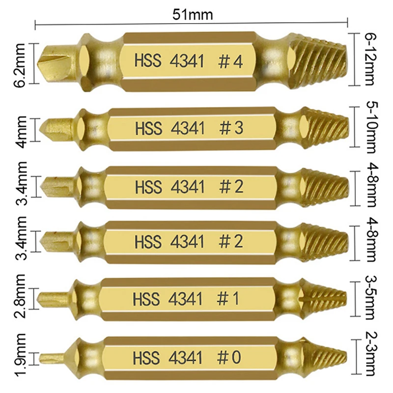 

6pcs Damaged Screw Extractor Drill Bit Set Take Out Broken Screw Bolt Remover Dropshipping