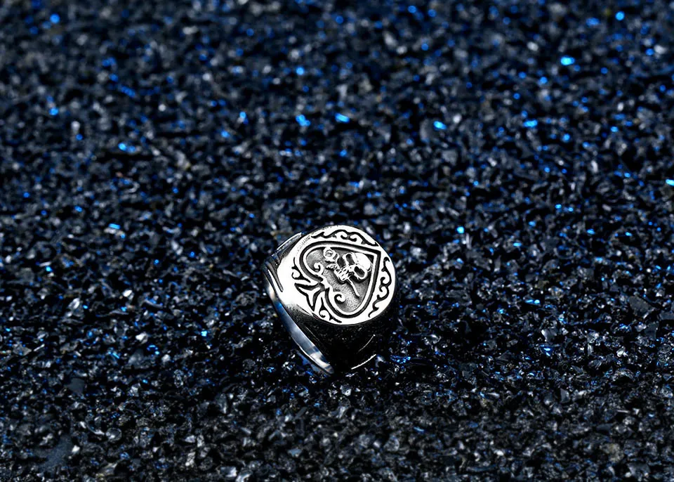 BEIER drop shipping skull bite rose poker design ring stainless steel Gothic personality men Punk rock jewelry Gift BR8-603