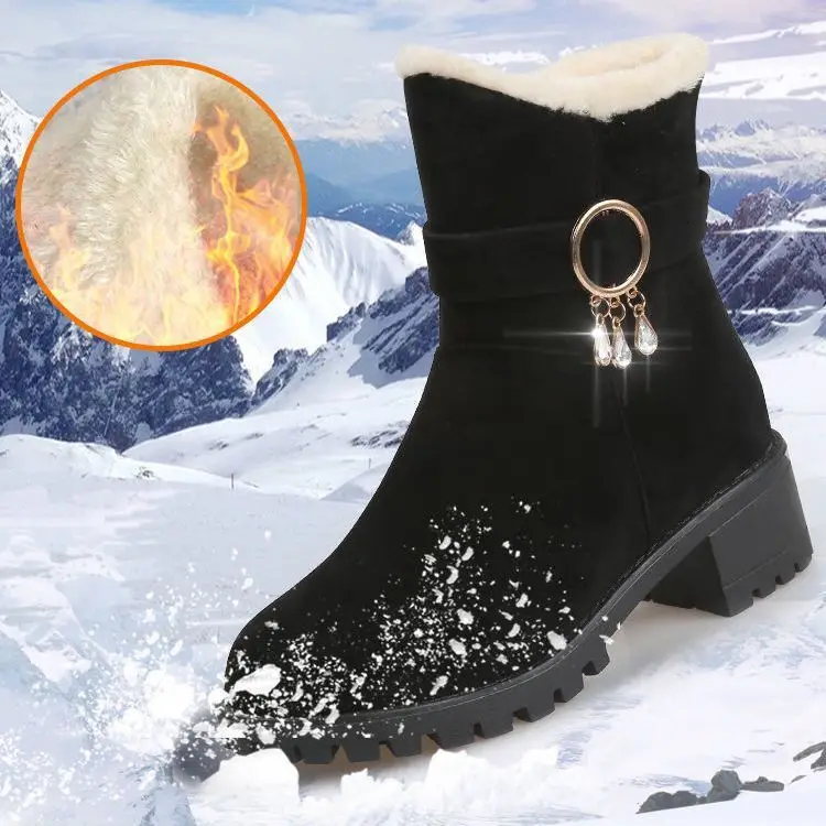 

New Women Boots Winter outdoor keep Warm Fur Boots Waterproof Women's Snow Boots Thick heel with round head short boot 2020