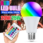 Светодиодная RGB-лампа 220 В, умсветильник Светодиодная лампа E27, цветная лампа 20 Вт 25 Вт с регулируемой яркостью, волшебная лампа для домашвечерние