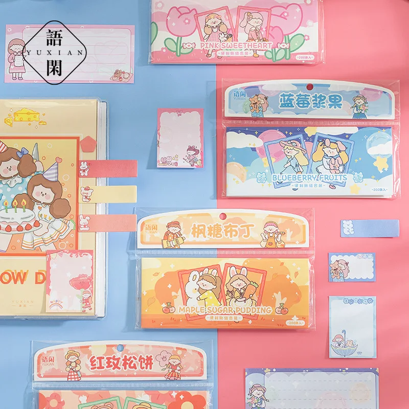

200pcs/lot Memo Pads Sticky Notes Sugar Heart Seven Series Junk Journal Scrapbooking Stickers Office School stationery