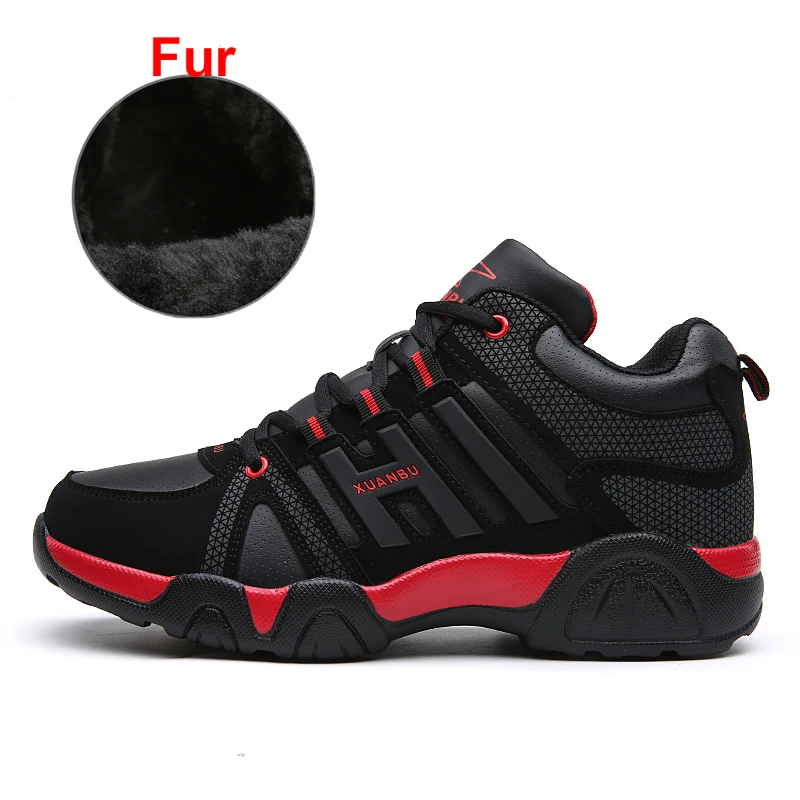 HeiHong Winter Men Women Running Sport Shoes Plus Size 36-48 Athletic Trainers With Fur Comfortable Training Sneakers Unisex Runners - Цвет: HeiHong