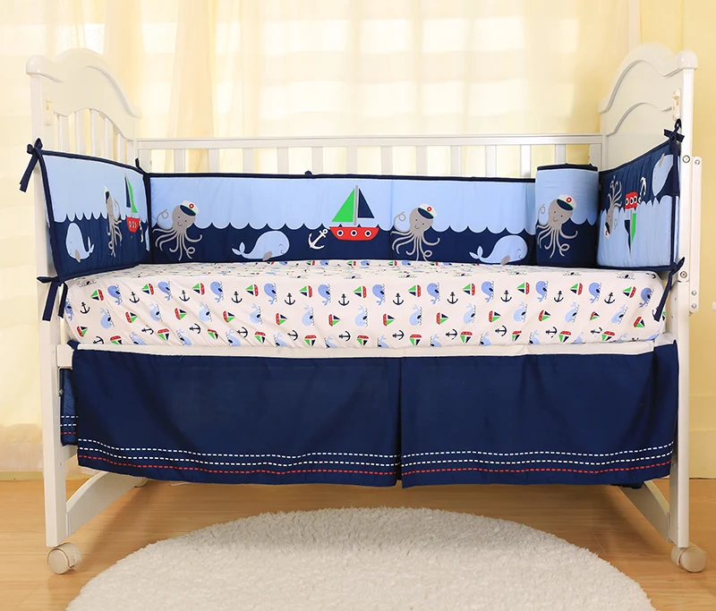 

Baby Bedding Crib Set 7PCS Cute Pink Elephant Nursery Bedding Crib Cot Bedding Sets for Baby Girls and boys
