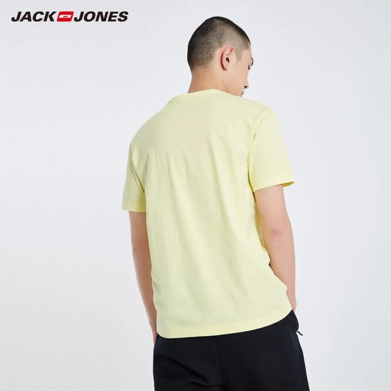 JackJones Мужская футболка с короткими рукавами 100% хлопок 3D принт буквами прямой крой