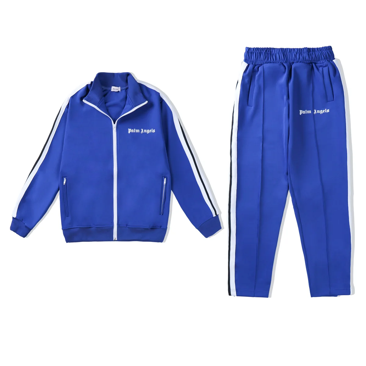 

Palm Angels 21SS Logo letters Men Women Fashion Style Lovers Long sleeve pants boyfriend gift Sport Jacket Sportswear Set Blue