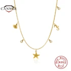 Автоклав реальные 925 стерлингового серебра в европейском и американском стиле; Новые звезды в виде ракушки Кулон Циркон ожерелье для женщин, хорошее ювелирное изделие, ожерелье