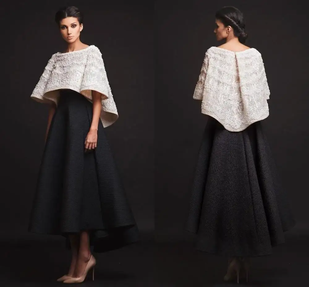Черно-белые вечерние платья Krikor Jabotian из двух частей длиной до щиколотки с рукавом