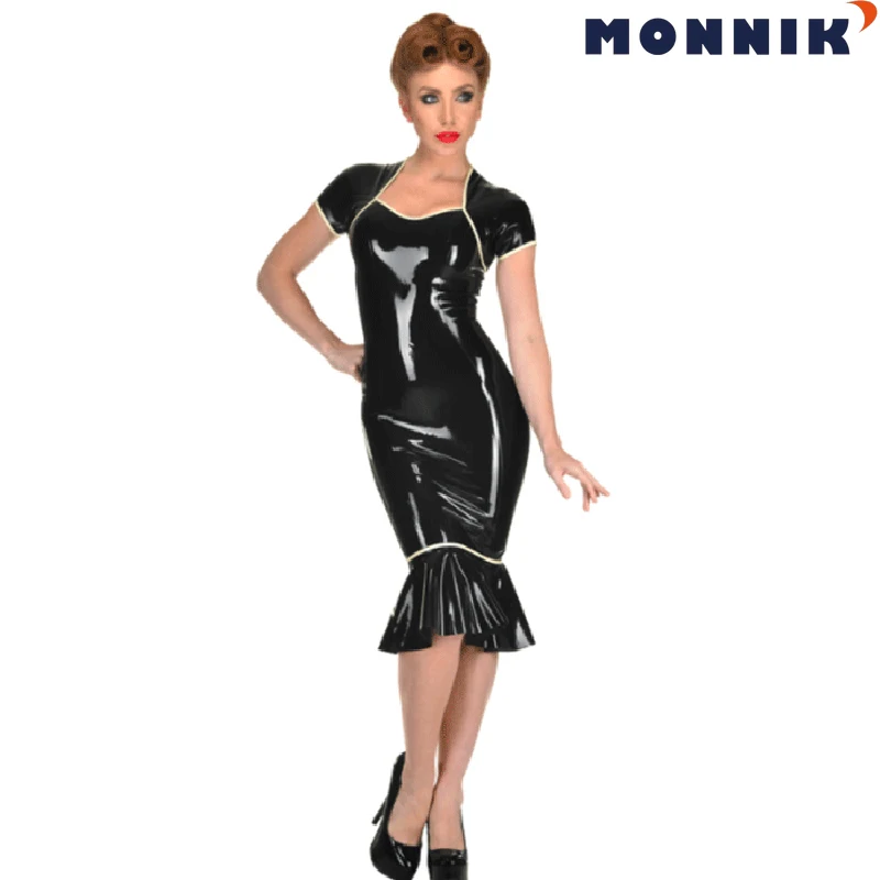 

MONNIK латексные сексуальные латексные черные резиновые летние платья Gummi 0,4 мм для клубной одежды