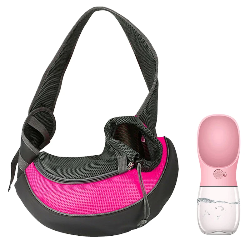 Pink with Bottle Pet Puppy Carrier S/M Открытый Путешествия собака сумка сетка Оксфорд один комфорт слинг Сумочка Сумка - Цвет: Pink with Bottle